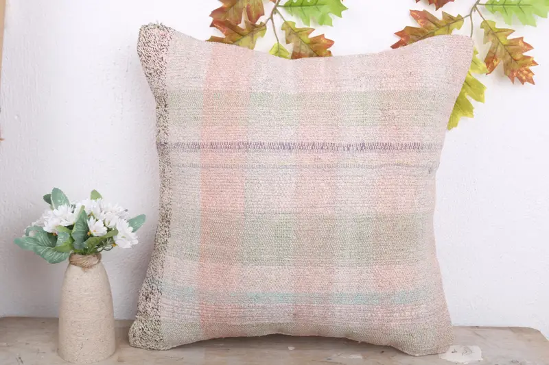 Kilim Pillow, Pillow for Couch, 18x18 Beige Cushion Cover, Cushion Cover, Pillow for Sofa, Decorative Pillow Case, Accent Pillow Sham - 2