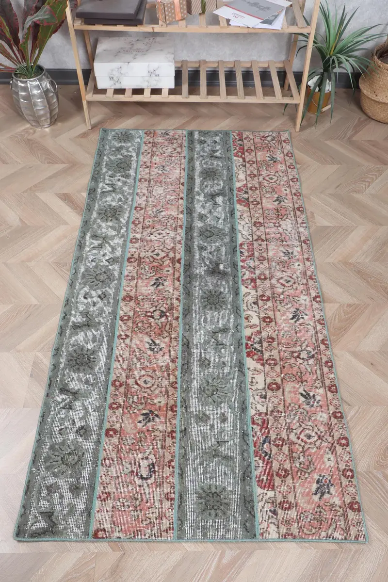 グリーン & オレンジ チェック ラグ、鮮やかな 3x5.8 フィートの装飾