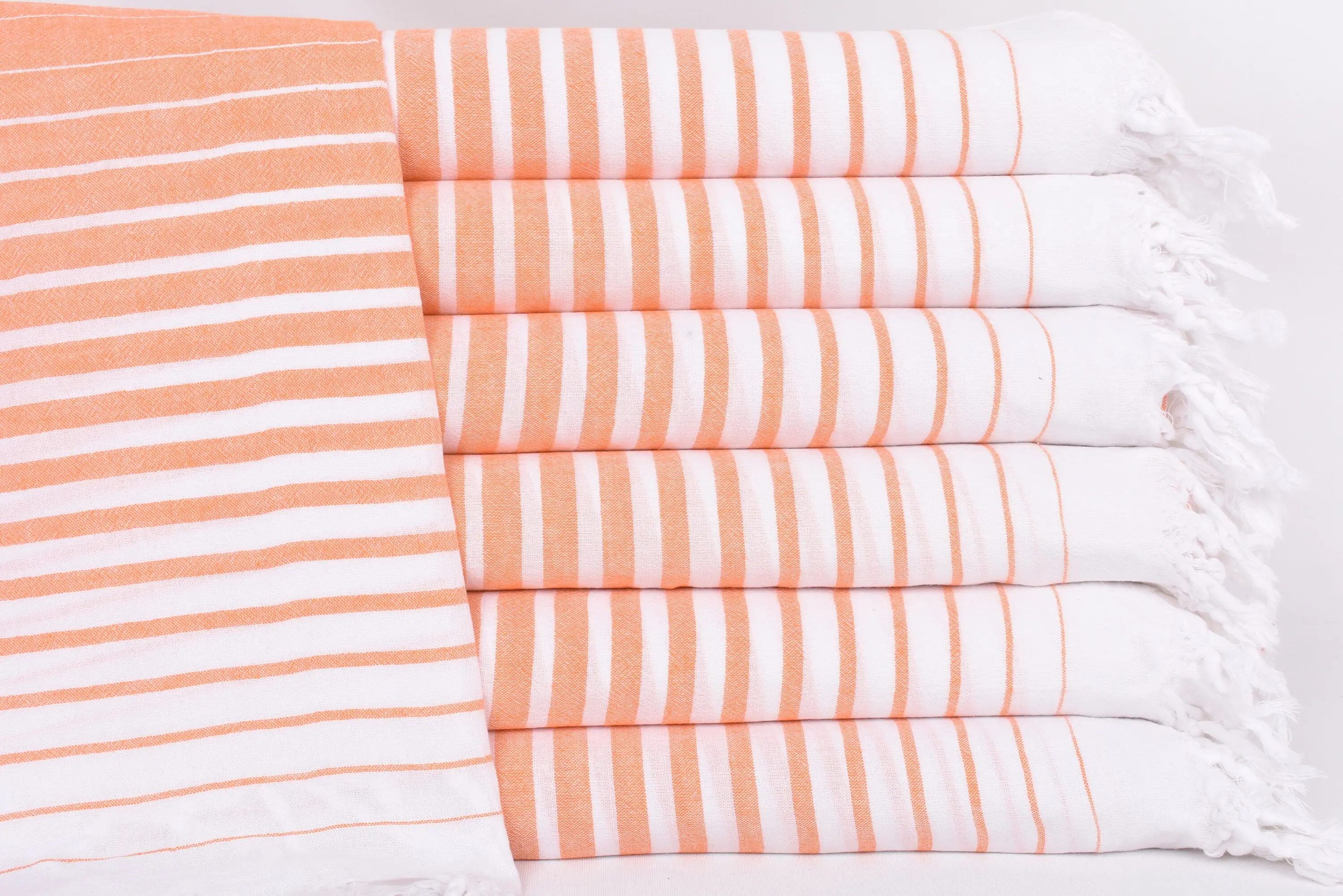 Personalized Beach Towel Turkish Cotton Orange Stripes, 67x36 Inches - 1