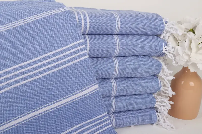Summer Gift Monogram Turkish Cotton Blue Towel, 40x71 Inches