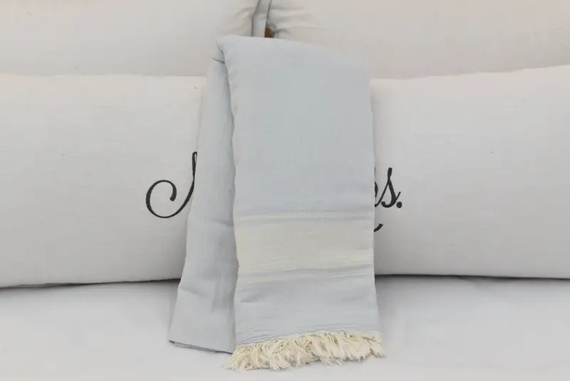 Bachelorette Gifts, Bridesmaid Gifts, Turkish Blanket Throw, Embroidered Bedspread, Wedding Anniversary Gift, Tablecloth, 70x60 Cotton Striped Towel - 5
