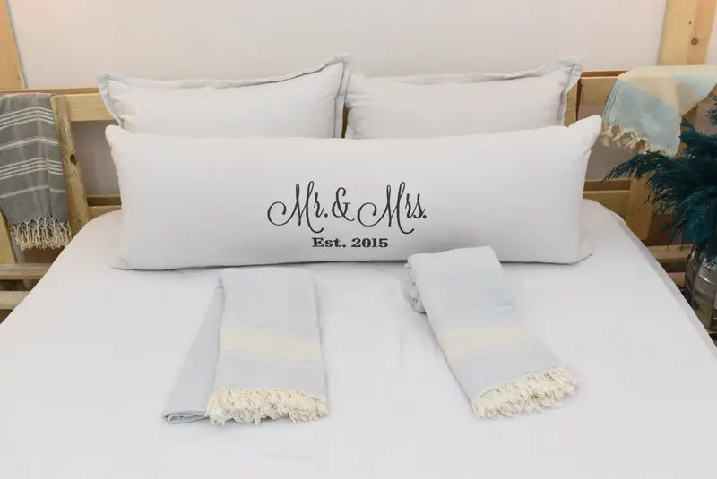 Bachelorette Gifts, Bridesmaid Gifts, Turkish Blanket Throw, Embroidered Bedspread, Wedding Anniversary Gift, Tablecloth, 70x60 Cotton Striped Towel - 4