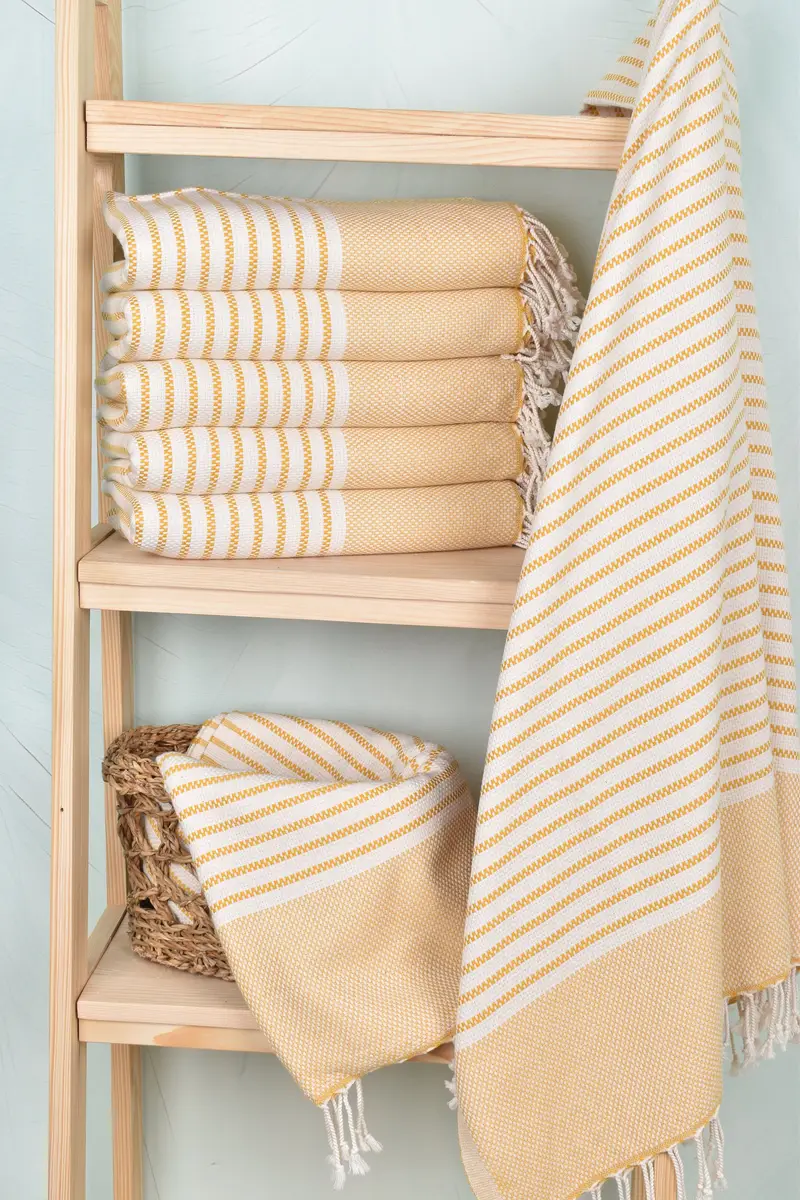 Organic Towel, Welcome Wedding Gift, 76x40 Cotton Striped Towel, Personalized Turkish Towel, Family Gift Basket, Wedding Favors, Quick-dry towel - 3