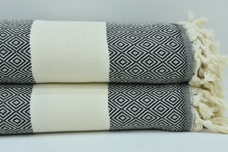 Turkish Bedspread, Decorative Blanket, Beach Theme Wedding Gift, Woven Blanket, Bachelorette Gifts, Grandma Gift, 96x80 Cotton Diamond Towel - 2