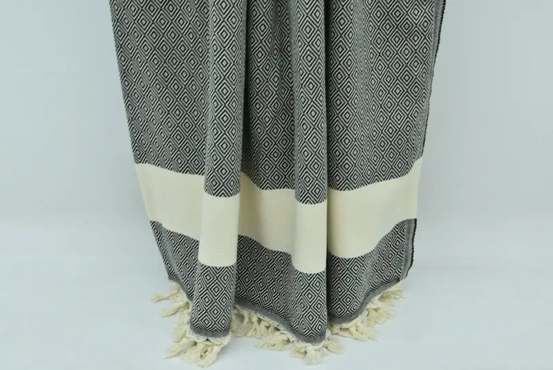Turkish Bedspread, Decorative Blanket, Beach Theme Wedding Gift, Woven Blanket, Bachelorette Gifts, Grandma Gift, 96x80 Cotton Diamond Towel - 7