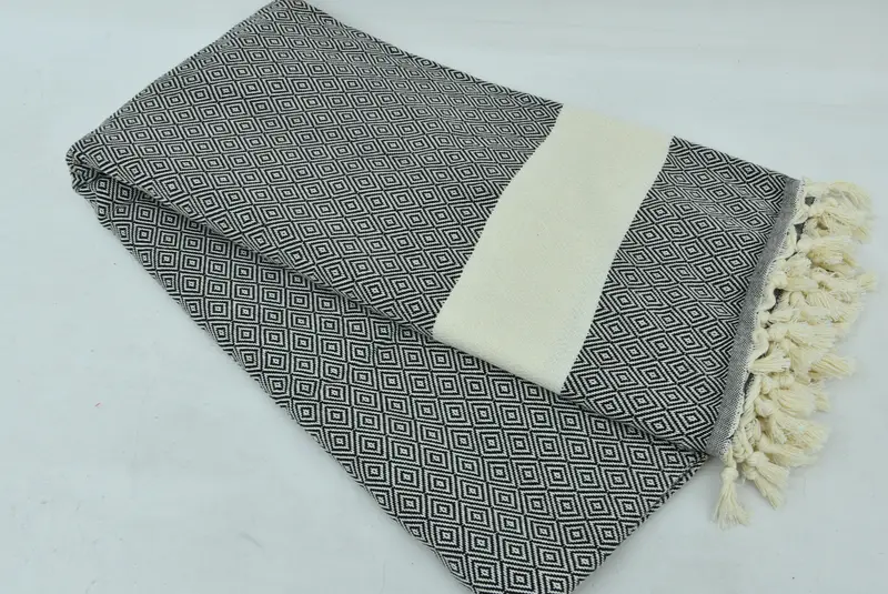 Turkish Bedspread, Decorative Blanket, Beach Theme Wedding Gift, Woven Blanket, Bachelorette Gifts, Grandma Gift, 96x80 Cotton Diamond Towel - 5