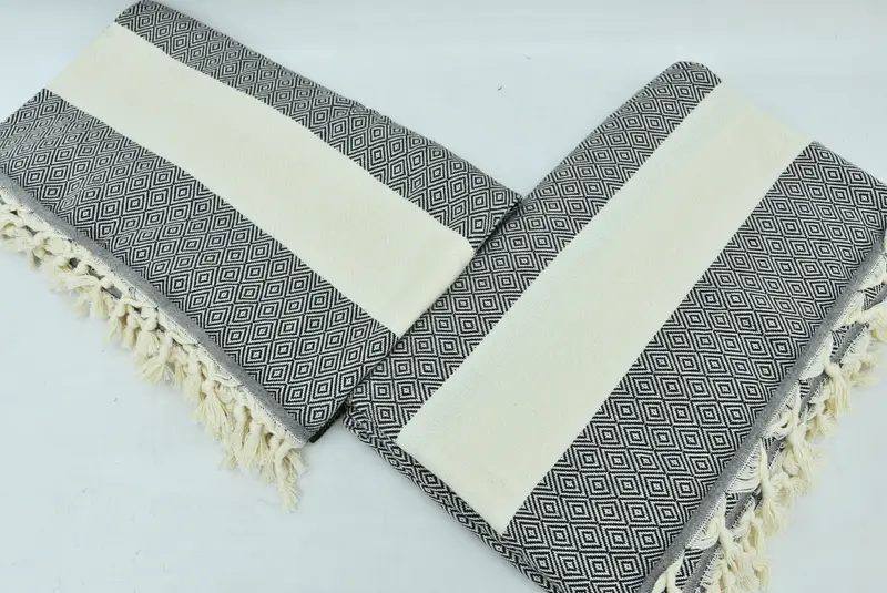 Turkish Bedspread, Decorative Blanket, Beach Theme Wedding Gift, Woven Blanket, Bachelorette Gifts, Grandma Gift, 96x80 Cotton Diamond Towel - 4