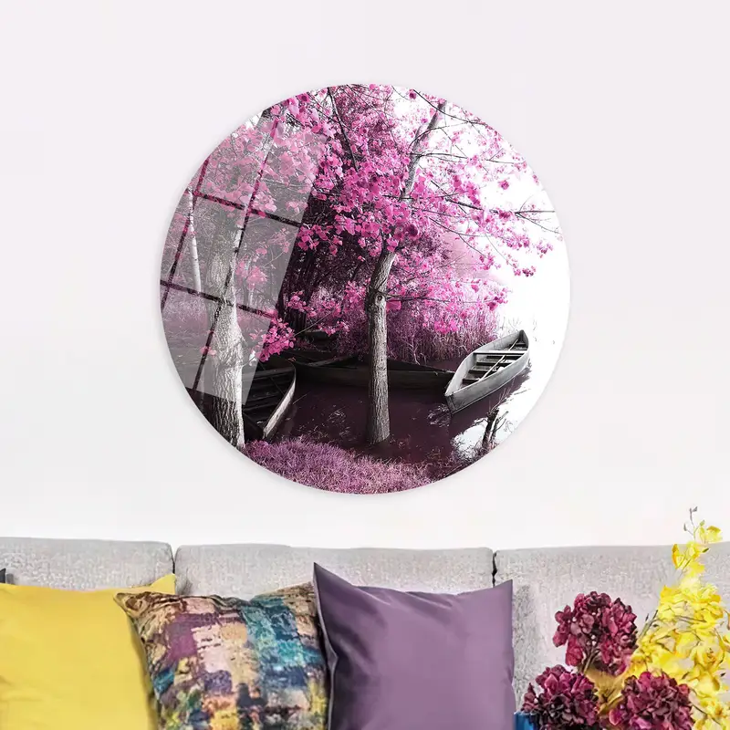 Canvas Print: Pink Tree View at Pateira Fermentelos, Aveiro