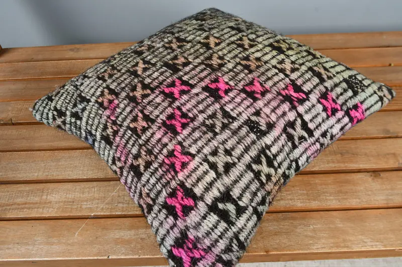 Gift Pillow, 16x16 Brown Pillow Sham, Pillow Sham, Handmade Kilim Cushion, Hippie Throw Cushion, Handwoven Pillow Cover Cushion Case, Boho Pillow - 2