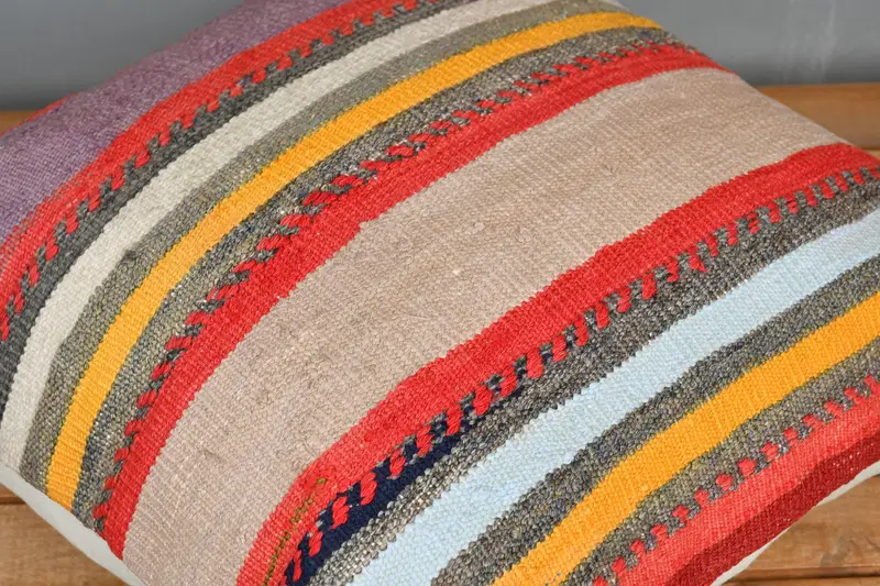 Handmade Cushion Cover, Pillow Case, Pillow for Sofa, Home Decor Pillow, Throw Kilim Pillow, Hippie Throw Cushion, 20x20 Red Cushion Cover - 3