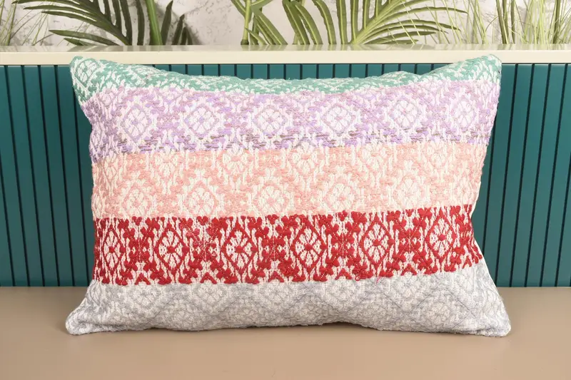 Geometric Turkish Pillow Sham, 40x60 cm Red Cushion Cover, Minimalist Moroccan Pillow - 1