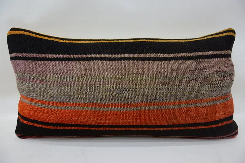 Pillow Case, Boho Pillow, Crochet Pattern Pillow Cover, Pillow for Sofa, Aztec Pillow Cover, Antique Pillows, 12x24 Brown Pillow Case - 1