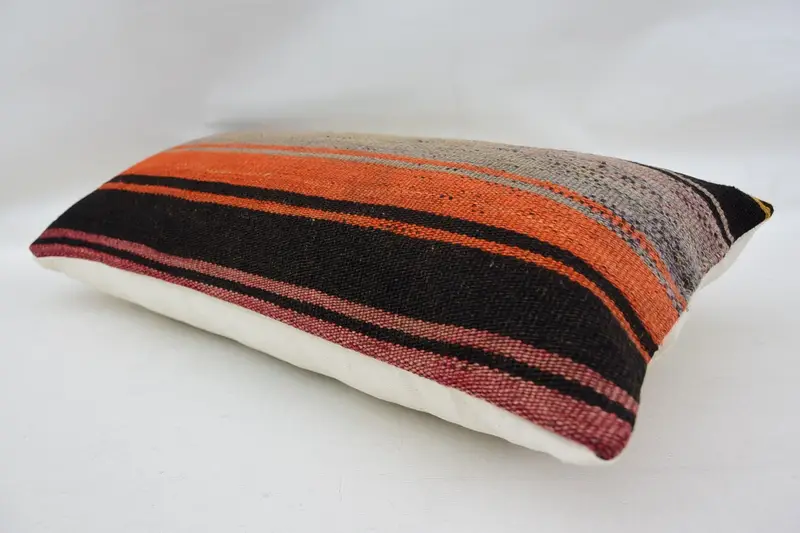 Pillow Case, Boho Pillow, Crochet Pattern Pillow Cover, Pillow for Sofa, Aztec Pillow Cover, Antique Pillows, 12x24 Brown Pillow Case - 6