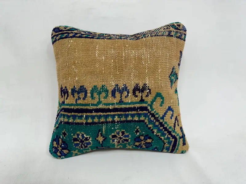 Ethnic Pillow Cover Pillow Cover, 16x16 Green Pillow Sham, Boho Pillow, Gift Pillow, Luxury Cushion Case, Cushion Case, Pillow for Sofa - 1