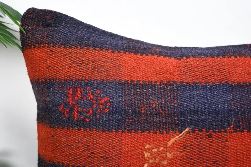 Bright Cushion Cover, Kilim Cushion Sham, Home Decor Pillow, Pillow, 20x20 Orange Cushion Cover, Antique Pillows, Anatolian Cushion - 2