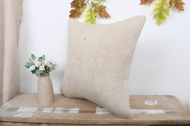 Throw Kilim Pillow, One Of A Kind Pillow Sham, Cushion Cover, Kilim Pillow, Handmade Kilim Cushion, 16x16 Beige Cushion Cover, Indoor Cushion - 4