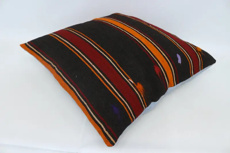 Chair Pillow Case, Handmade Throw Cushion Cover, Cushion, Vintage Kilim Throw Pillow, Kilim Pillow, 28x28 Brown Pillow Cover, Boho Pillow Sham Cover - 6