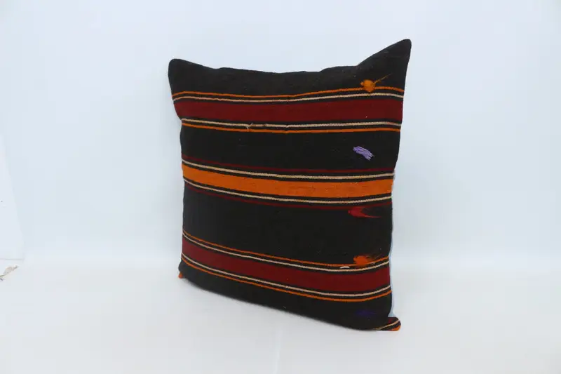 Chair Pillow Case, Handmade Throw Cushion Cover, Cushion, Vintage Kilim Throw Pillow, Kilim Pillow, 28x28 Brown Pillow Cover, Boho Pillow Sham Cover - 4