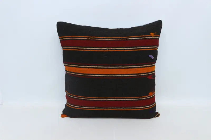 Chair Pillow Case, Handmade Throw Cushion Cover, Cushion, Vintage Kilim Throw Pillow, Kilim Pillow, 28x28 Brown Pillow Cover, Boho Pillow Sham Cover - 1