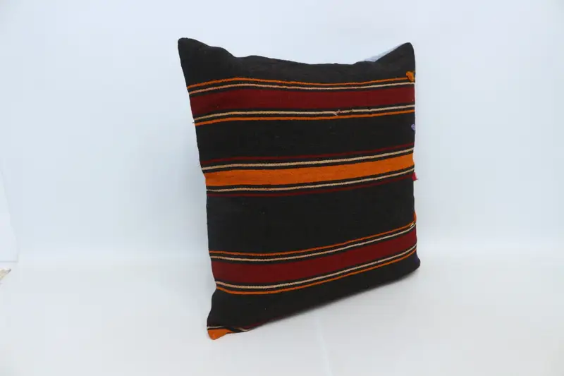 Chair Pillow Case, Handmade Throw Cushion Cover, Cushion, Vintage Kilim Throw Pillow, Kilim Pillow, 28x28 Brown Pillow Cover, Boho Pillow Sham Cover - 3
