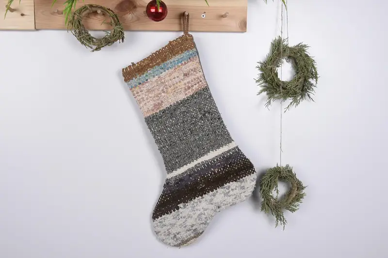 パーソナライズされたクリスマスオーナメントストッキング、チェック柄クリスマスストッキング