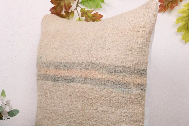 Gift Pillow, Interior Designer Pillow, 18x18 Beige Pillow Cover, Pillow Sham, Pillow for Couch, Knitted Pillow Sham, Vintage Cushion Case - 5