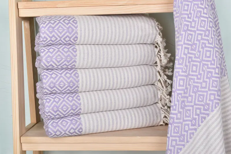 Personalized Diamond Towel Lilac Cotton 38x75 Inches Bath Towel