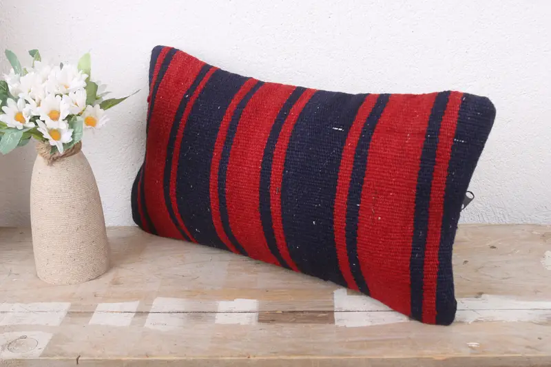 Pillow Case, Pillow for Couch, 8x16 Red Pillow Sham, Antique Pillows, Nautical Throw Cushion Case, Vintage Kilim Throw Pillow - 4