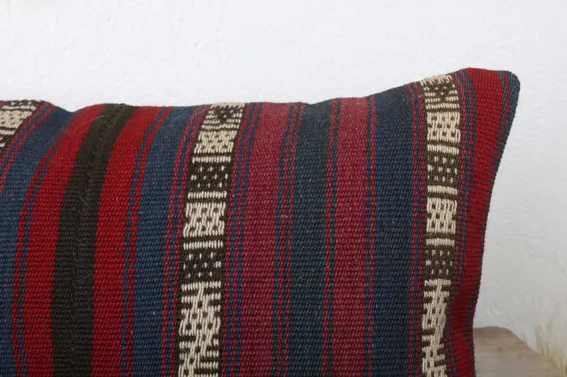 12x24 Red Pillow Case, Vintage Pillow, Chair Pillow, Pillow, Boho Pillow, Ethnical Kilim Rug Pillow, Accent Throw Cushion Case - 5