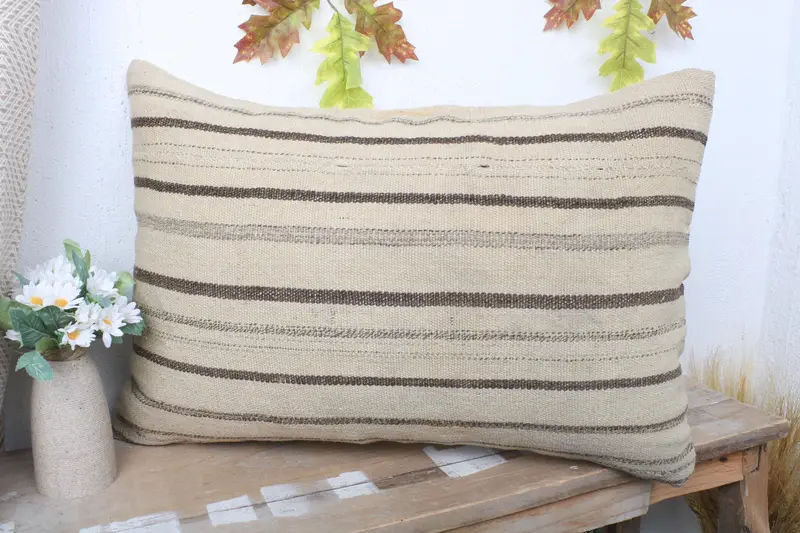 16x24 Beige Cushion Cover, Kilim Pillow Cover, Turkish Corner Pillow, Boho Pillow, Cushion Cover, Turkish Kilim Pillow - 4