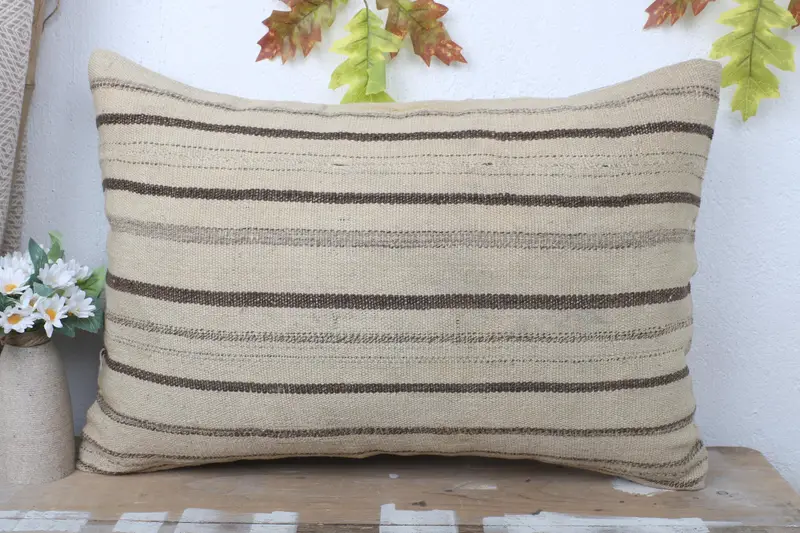16x24 Beige Cushion Cover, Kilim Pillow Cover, Turkish Corner Pillow, Boho Pillow, Cushion Cover, Turkish Kilim Pillow - 2