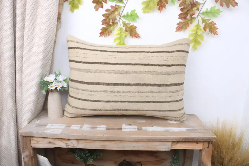16x24 Beige Cushion Cover, Kilim Pillow Cover, Turkish Corner Pillow, Boho Pillow, Cushion Cover, Turkish Kilim Pillow - 1