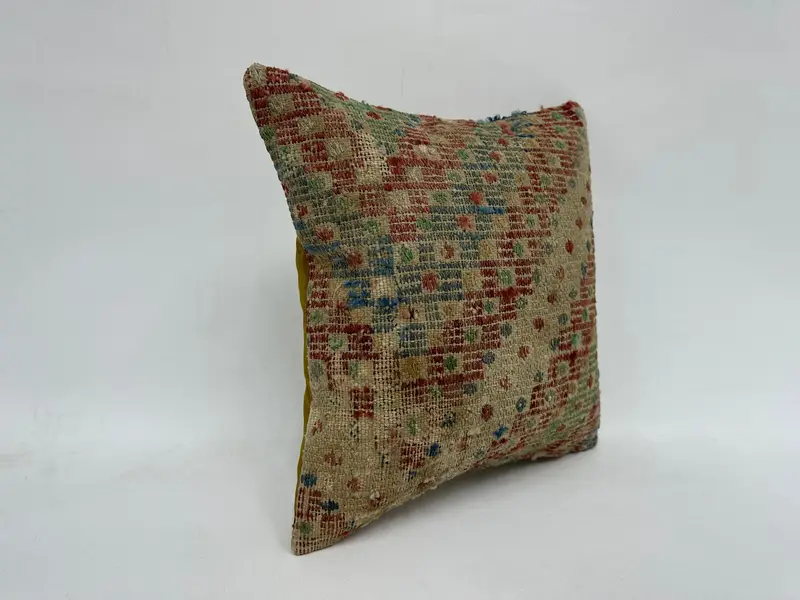 16x16 Beige Cushion Cover, Sofa Cushion Cover, Pet Pillow Cover, Vintage Pillow, Turkish Kilim Pillow, Cushion Case, Kilim Cushion Sham - 3