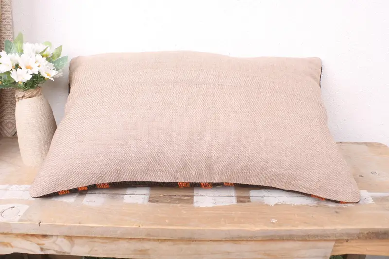 Turkish Pillow, Handwoven Pillow Sham, 12x20 Brown Cushion Cover, Toss Pillow Case, Kilim Cushion Sham, Pillow Case, Pillow for Couch - 7