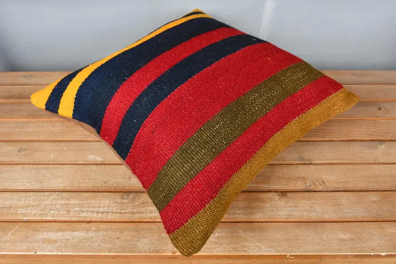18x18 Red Cushion Cover, Cushion Case, Interior Designer Pillow, Pillow for Sofa, Handmade Kilim Cushion, Bohemian Cushion Pillow Cover - 2