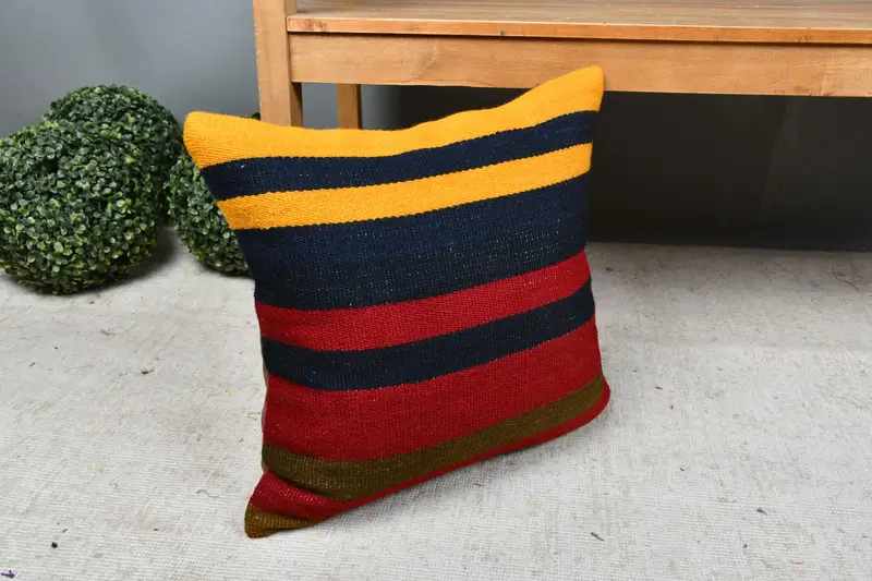 18x18 Red Cushion Cover, Cushion Case, Interior Designer Pillow, Pillow for Sofa, Handmade Kilim Cushion, Bohemian Cushion Pillow Cover - 7