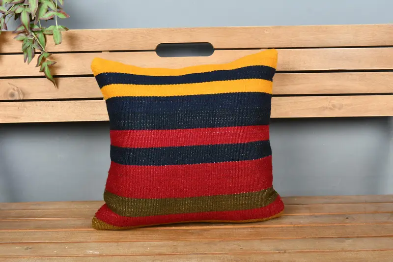 18x18 Red Cushion Cover, Cushion Case, Interior Designer Pillow, Pillow for Sofa, Handmade Kilim Cushion, Bohemian Cushion Pillow Cover - 6