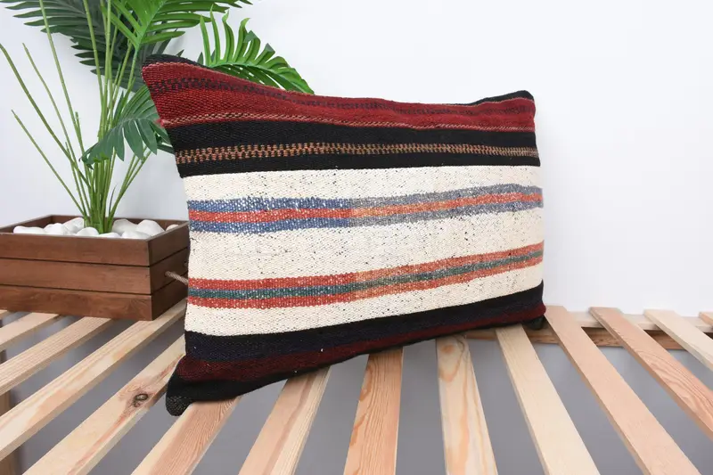 Sofa Cushion, Kilim Rug Cushion Cover, Pillow, Bed Pillow Sham, 16x24 White Pillow Sham, Turkish Pillow, Vintage Kilim Pillow, Kilim Pillow Cover - 4