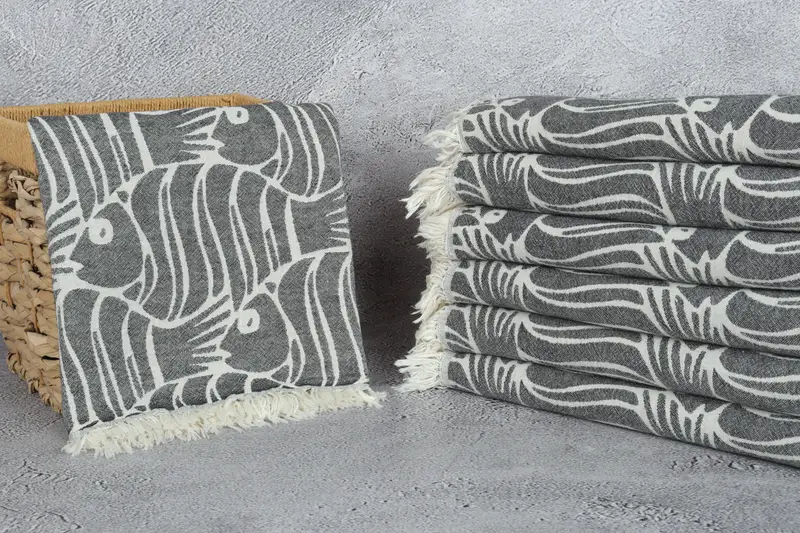 House Warming Gift, Gym Towel, Beach Towel Bulk, Personalized Wedding Gift, 70x36 Cotton Fish Design Towel, Cotton towel, Oversized Beach Towel - 4