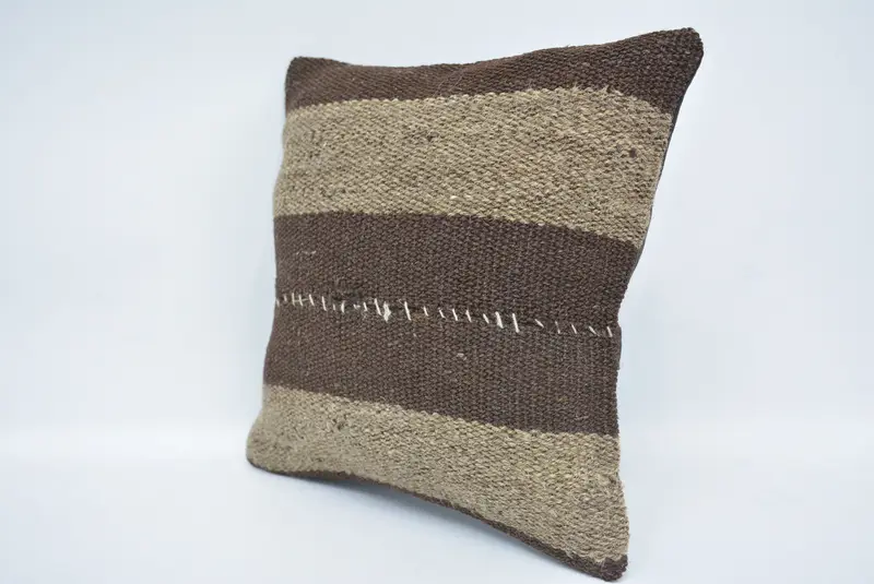 Throw Kilim Pillow, 12x12 Brown Pillow Case, Yoga Pillow Case, Hippie Throw Pillow Cover, Gift Pillow, Patio Pillow, Antique Pillows, Cushion Case - 4