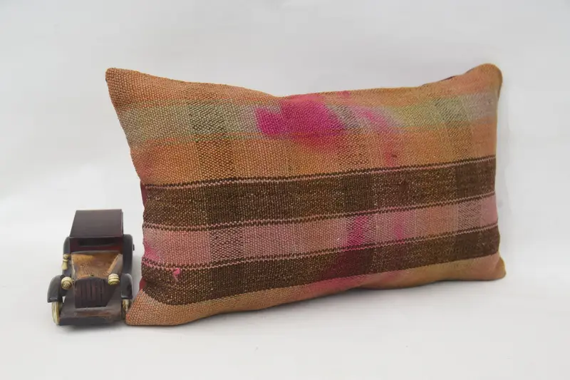 12x20 Orange Pillow Case, Ethnical Kilim Rug Pillow, Car Pillow, Interior Designer Pillow, Kilim Cushion Sham, Cushion Cover, Toss Cushion Case - 2