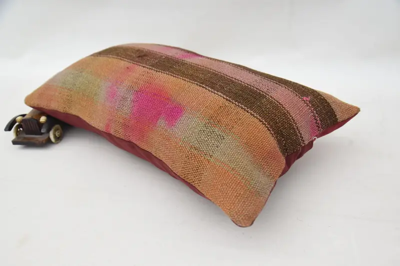 12x20 Orange Pillow Case, Ethnical Kilim Rug Pillow, Car Pillow, Interior Designer Pillow, Kilim Cushion Sham, Cushion Cover, Toss Cushion Case - 6