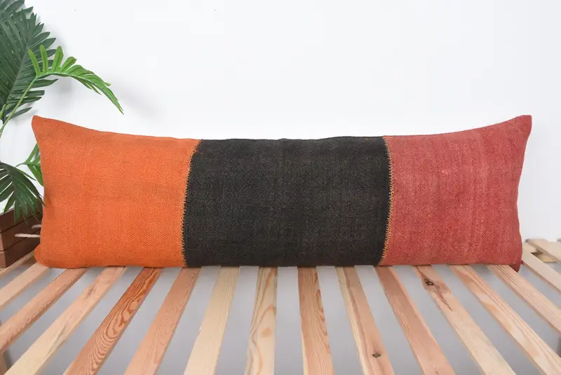 Kilim Cushion Sham, Pillow for Sofa, 16x48 Red Cushion, Cushion Cover, Personalized Gift Pillow Cushion, Vintage Pillow Cover, Kilim Pillow - 1