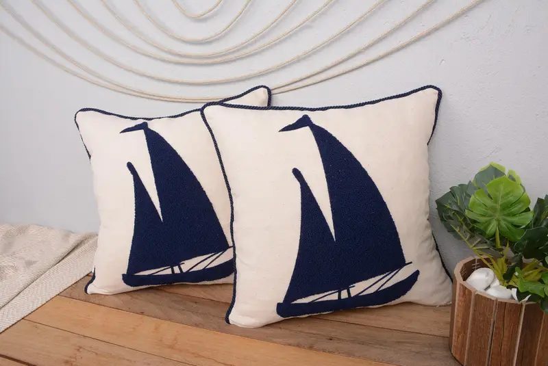 Almohada bordada del suroeste de 16x16, almohada de lanzamiento hecha a mano vintage