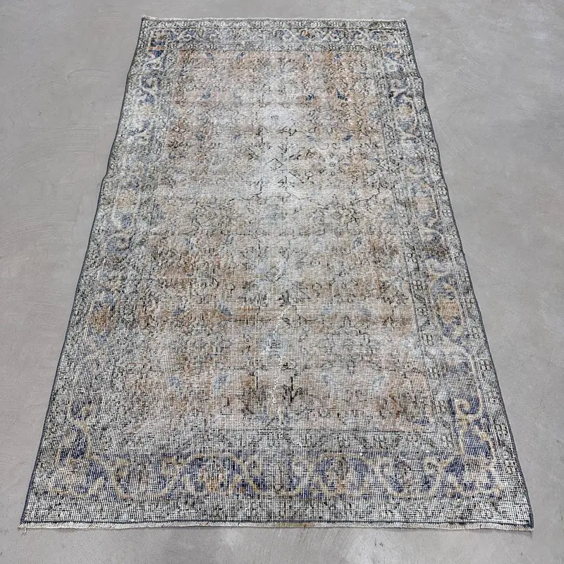 Alfombra Naranja con Motivo Persa Azul 1,1x1,8m, Decoración Única