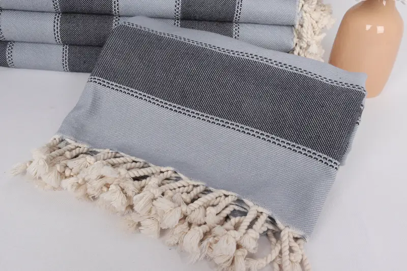 Peshtemal Towel USA, Turkish beach towel with fringe, Hammam towel, Summer Gift, Handmade Gift, Bachelor Party Favors, 68x36 Cotton Striped Towel - 4