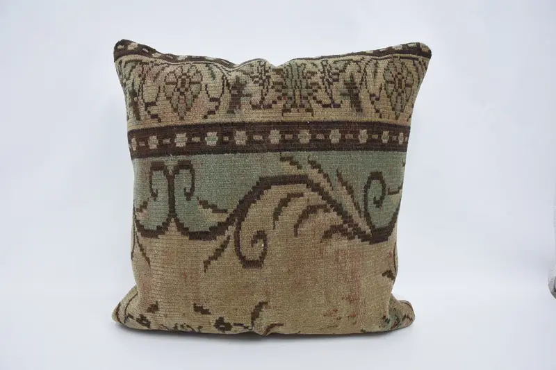 28x28 Brown Pillow Cover, Pillow Sham, Vintage Kilim Pillow, Pillow for Couch, Ethnical Kilim Rug Pillow, Anatolian Cushion Case - 1