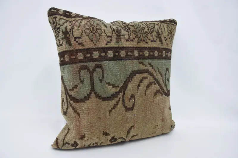 28x28 Brown Pillow Cover, Pillow Sham, Vintage Kilim Pillow, Pillow for Couch, Ethnical Kilim Rug Pillow, Anatolian Cushion Case - 3