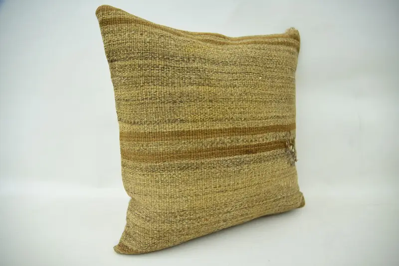 18x18 Beige Cushion, Seat Pillow, Vintage Kilim Throw Pillow, Throw Kilim Pillow, Ottoman Pillow Case, Chair Cushion Case, Cushion, Antique Pillows - 2