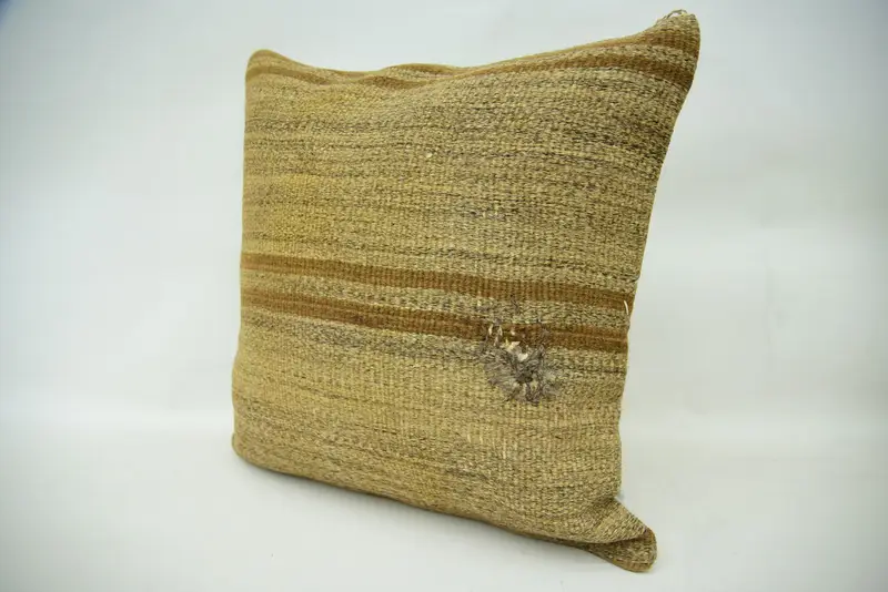 18x18 Beige Cushion, Seat Pillow, Vintage Kilim Throw Pillow, Throw Kilim Pillow, Ottoman Pillow Case, Chair Cushion Case, Cushion, Antique Pillows - 3